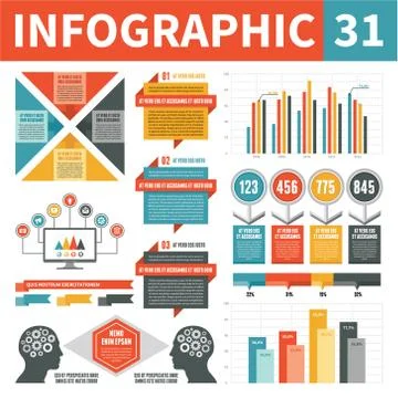 Infographic elements 31. Set of vector design elements in flat style. Stock Illustration