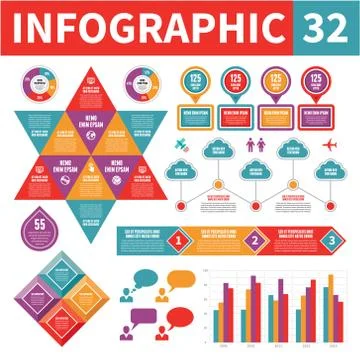 Infographic elements 32. Set of vector design elements in flat style. 스톡 일러스트