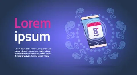 Infographic Elements For 8 March With Smart Phone Happy International Women Day 스톡 일러스트