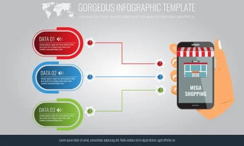 Infographic elements and hand holding smartphone. イラスト素材
