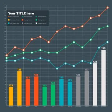 Infographic elements - bar and line chart Stock Illustration