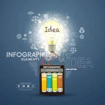 Infographic elements, battery lighting the bulb 스톡 일러스트