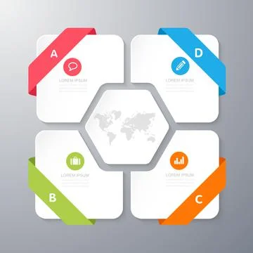 Infographic Elements with business icon on full color background  process or  Stock Illustration