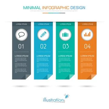 Infographic Elements with business icon on full color background circle proce 스톡 일러스트
