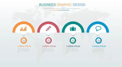 Infographic Elements with business icon on full color background circle proce Stock Illustration