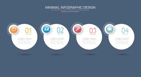 Infographic Elements with business icon on full color background circle proce Illustrazione stock