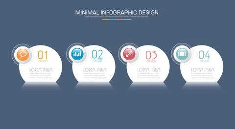 Infographic Elements with business icon on full color background circle proce 스톡 일러스트