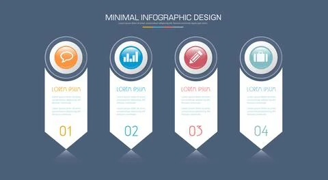Infographic Elements with business icon on full color background circle proce Stock Illustration