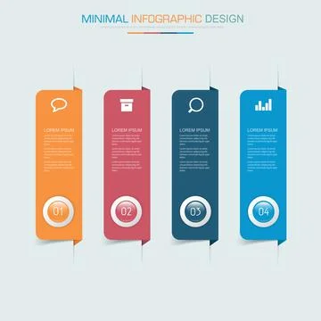 Infographic Elements with business icon on full color background  process or  イラスト素材