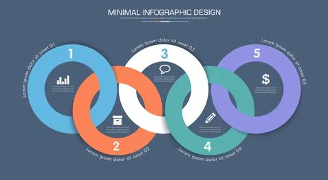 Infographic Elements with business icon on full color background circle proce Stock Illustration