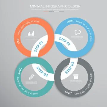 Infographic Elements with business icon on full color background circle proce 스톡 일러스트