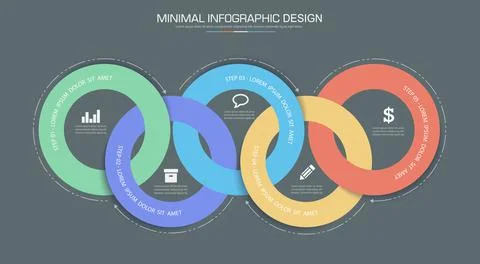 Infographic Elements with business icon on full color background circle proce Stock Illustration