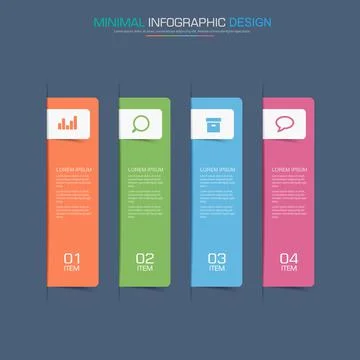 Infographic Elements with business icon on full color background  process or  Stock Illustration