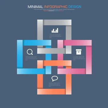 Infographic Elements with business icon on full color background  process or  Stock Illustration