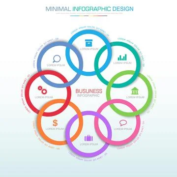 Infographic Elements with business icon on full color background  process or  Stock Illustration