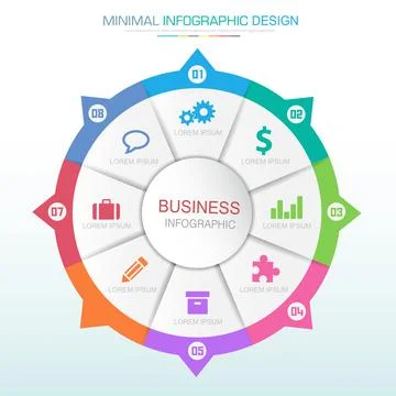 Infographic Elements with business icon on full color background  process or  Stock Illustration