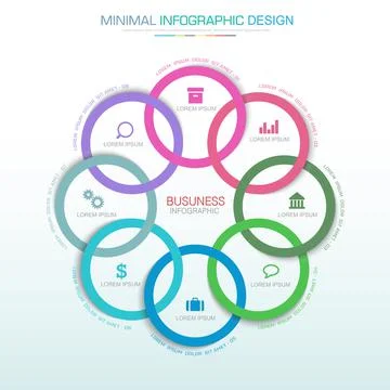 Infographic Elements with business icon on full color background  process or  Stock Illustration