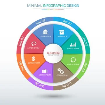 Infographic Elements with business icon on full color background  process or  Stock Illustration
