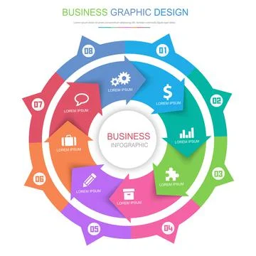 Infographic Elements with business icon on full color background  process or  Stock Illustration