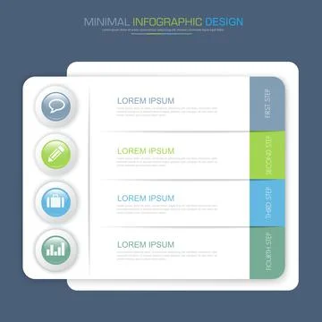 Infographic Elements with business icon on full color background  process or  Stock Illustration