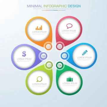 Infographic Elements with business icon on full color background  process or  Stock Illustration