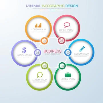 Infographic Elements with business icon on full color background  process or  Stock Illustration