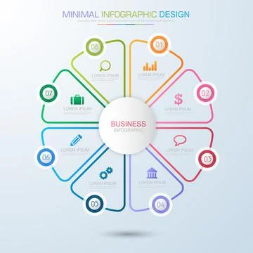 Infographic Elements with business icon on full color background  process or  Stock Illustration