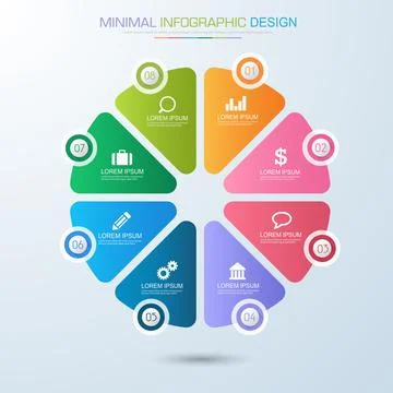 Infographic Elements with business icon on full color background  process or  Stock Illustration