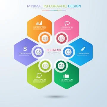 Infographic Elements with business icon on full color background  process or  Stock Illustration