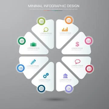 Infographic Elements with business icon on full color background  process or  Stock Illustration