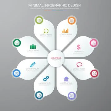 Infographic Elements with business icon on full color background  process or  Stock Illustration