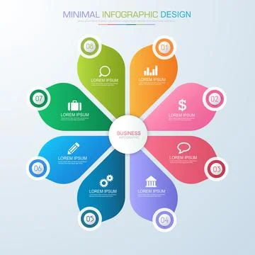 Infographic Elements with business icon on full color background  process or  Stock Illustration