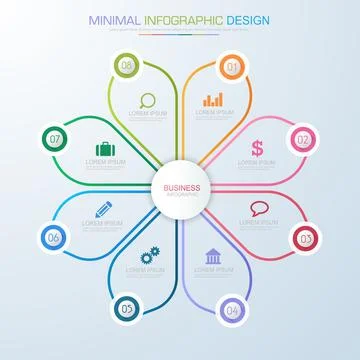 Infographic Elements with business icon on full color background  process or  Stock Illustration