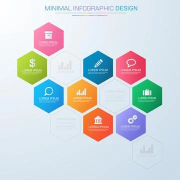 Infographic Elements with business icon on full color background  process or  Stock Illustration
