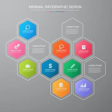 Infographic Elements with business icon on full color background  process or  Stock Illustration