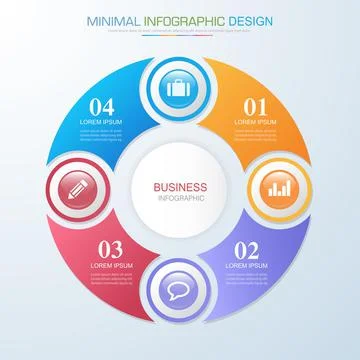 Infographic Elements with business icon on full color background  process or  Stock Illustration