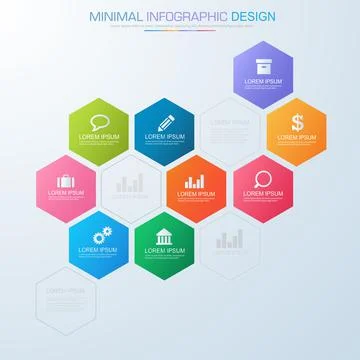 Infographic Elements with business icon on full color background  process or  Stock Illustration