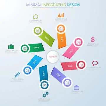 Infographic Elements with business icon on full color background  process or  Stock Illustration