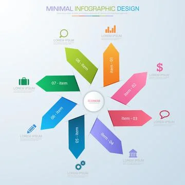 Infographic Elements with business icon on full color background  process or  스톡 일러스트