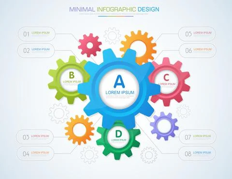 Infographic Elements with business icon on full color background  process or  Stock Illustration