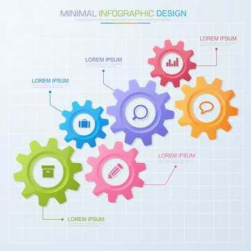 Infographic Elements with business icon on full color background  process or  Stock Illustration