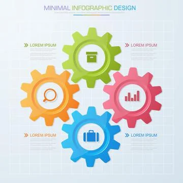 Infographic Elements with business icon on full color background  process or  Illustrazione stock