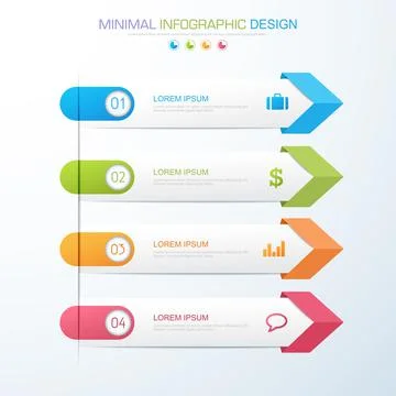 Infographic Elements with business icon on full color background  process or  Stock Illustration