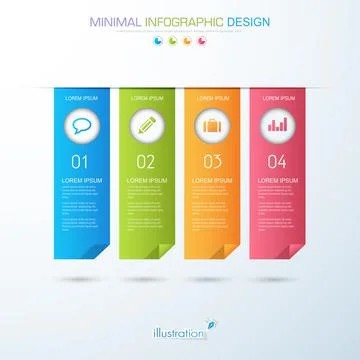 Infographic Elements with business icon on full color background  process or  Stock Illustration