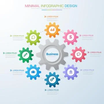 Infographic Elements with business icon on full color background  process or  Stock Illustration