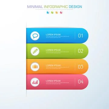 Infographic Elements with business icon on full color background  process or  Stock Illustration