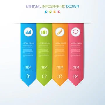 Infographic Elements with business icon on full color background  process or  Stock Illustration