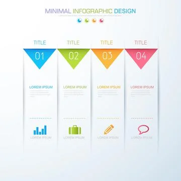 Infographic Elements with business icon on full color background  process or  Stock Illustration