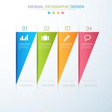 Infographic Elements with business icon on full color background  process or  Stock Illustration