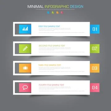 Infographic Elements with business icon on full color background  process or  Stock Illustration